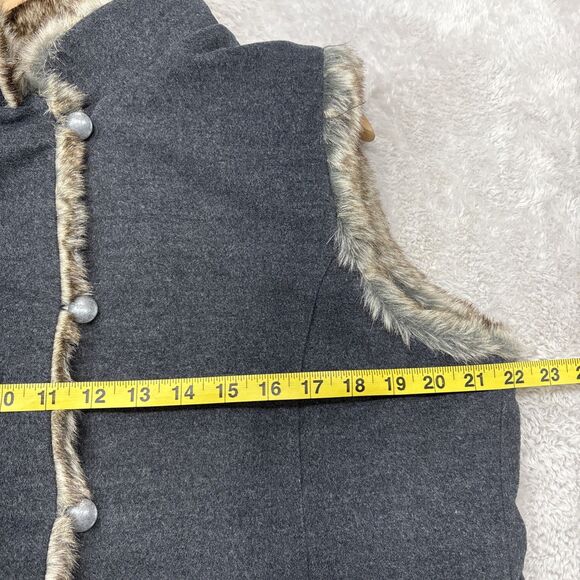 J.Jill Womens Faux Fur Lined Vest Gray Boho Western Button Front Large comfort - Picture 6 of 11